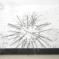 Vista de una de estructuras esféricas que asemeja un virus hecho de alambre galvanizado que forman parte de la instalación